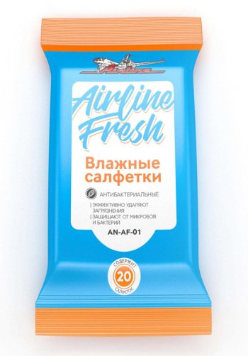 48 р. Салфетка влажная антибактериальная 18х15см в мягкой упаковке 20шт. AIRLINE AIRLINE an-af-01  с доставкой в г. Кемерово. Увеличить фотографию 2