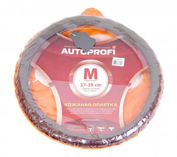 959 р. Оплетка руля (M) 37-39см серая натуральная кожа AUTOPROFI AUTOPROFI ap-156 d.gy (m)  с доставкой в г. Кемерово. Увеличить фотографию 1