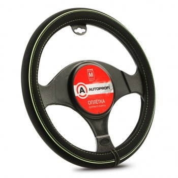 1 139 р. Оплетка руля (M) 37-39см черно-зеленая нубук AUTOPROFI AUTOPROFI ap-2020 bkgreen (m)  с доставкой в г. Кемерово. Увеличить фотографию 1
