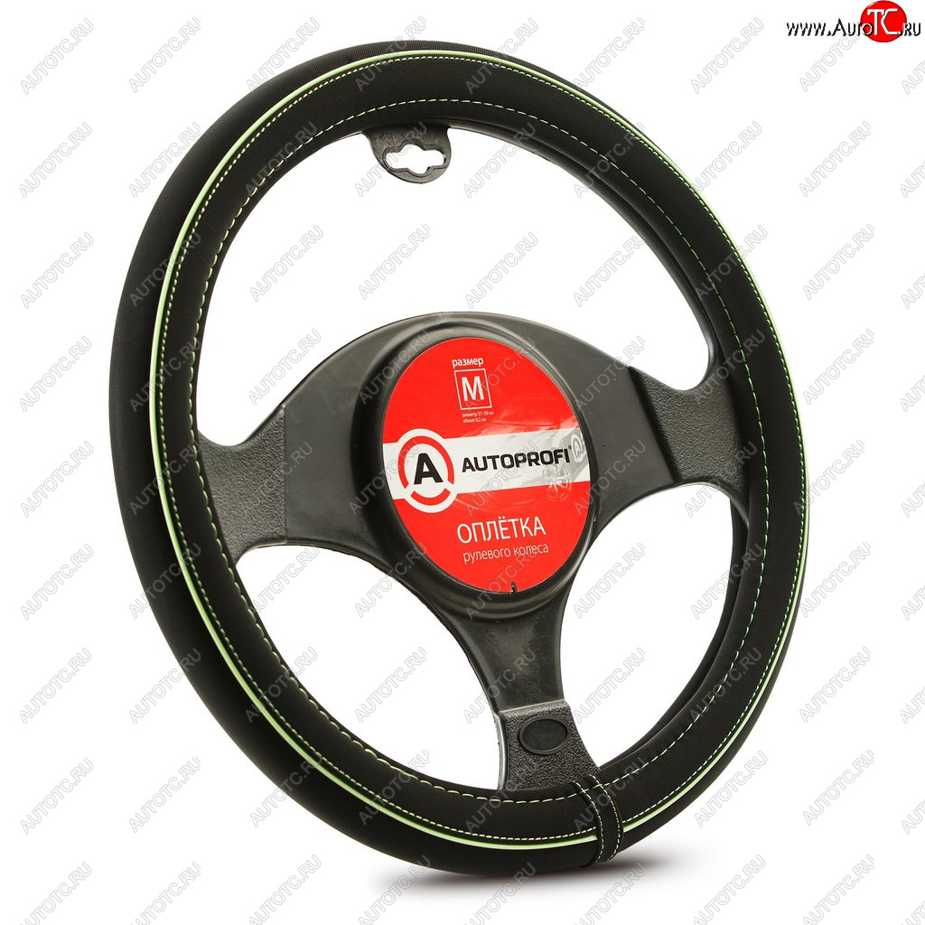 1 139 р. Оплетка руля (M) 37-39см черно-зеленая нубук AUTOPROFI AUTOPROFI ap-2020 bkgreen (m)  с доставкой в г. Кемерово