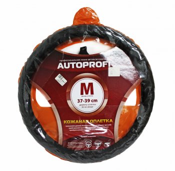 1 239 р. Оплетка руля (M) 37-39см кожа натуральная AUTOPROFI AUTOPROFI ap-396 bk (m)  с доставкой в г. Кемерово. Увеличить фотографию 1