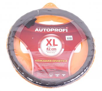 1 329 р. Оплетка руля (XL) 41-43см кожа натуральная AUTOPROFI AUTOPROFI ap-396 bk (xl)  с доставкой в г. Кемерово. Увеличить фотографию 1