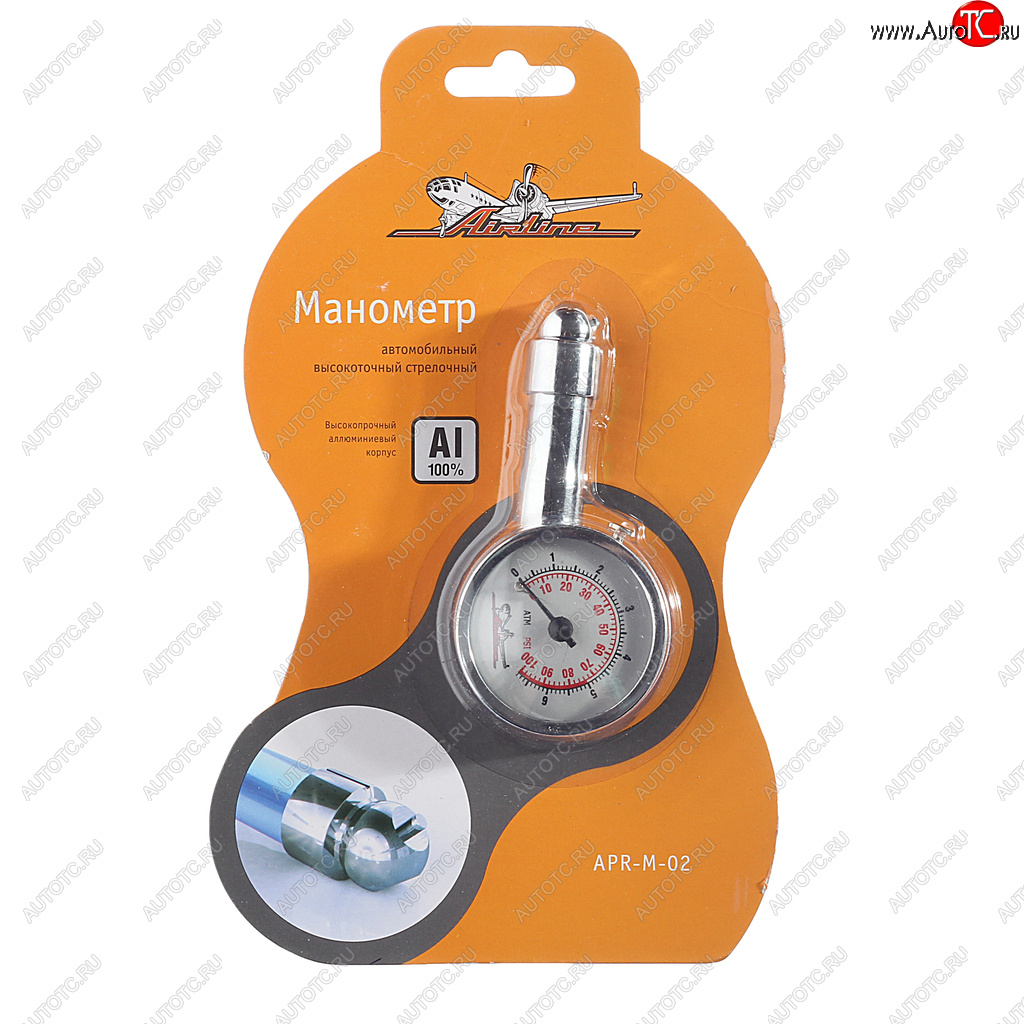 399 р. Манометр шинный механический 7.5атм. металл AIRLINE AIRLINE apr-m-02  с доставкой в г. Кемерово