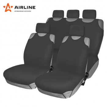 2 259 р. Универсальные чехлы сидений (майка, 7 предм., полиэстер) AIRLINE   (серые)  с доставкой в г. Кемерово. Увеличить фотографию 4