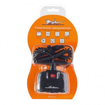 1 099 р. Разветвитель прикуривателя 2-х гнездовой 12V 2USB витой шнур AIRLINE AIRLINE asp-2u-11  с доставкой в г. Кемерово. Увеличить фотографию 1