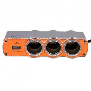 459 р. Разветвитель прикуривателя 3-х гнездовой 12V 1USB AIRLINE AIRLINE asp-3u-03  с доставкой в г. Кемерово. Увеличить фотографию 3