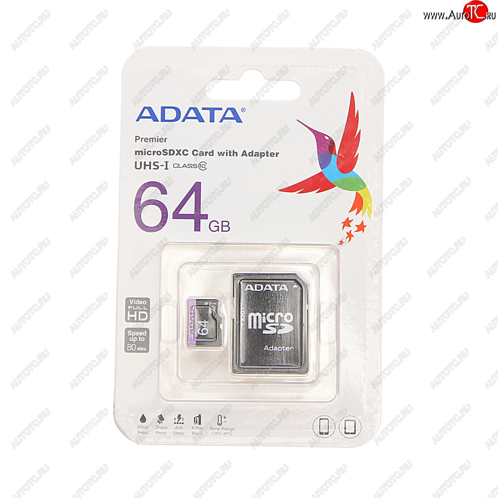 429 р. Карта памяти 64GB MicroSD class 10 + SD адаптер ADATA ADATA ausdx64guicl10-ra1 ADATA ausdx64guicl10-ra1  с доставкой в г. Кемерово