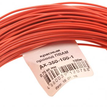 2 179 р. Провод монтажный ПВАМ 100м (сечение 0.75 кв.мм) красный CARGEN CARGEN ax3501001  с доставкой в г. Кемерово. Увеличить фотографию 2
