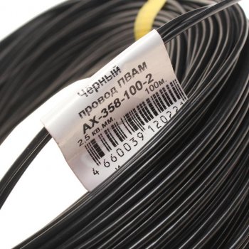 5 999 р. Провод монтажный ПВАМ 100м (сечение 2.5 кв.мм) черный CARGEN CARGEN ax3581002  с доставкой в г. Кемерово. Увеличить фотографию 2