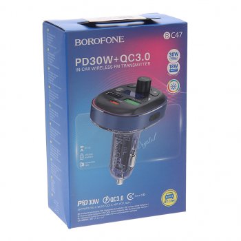1 579 р. Устройство зарядное в прикуриватель с трансмиттером (bluetooth,hands free) черное BOROFONE BOROFONE bc47 dark blue  с доставкой в г. Кемерово. Увеличить фотографию 4