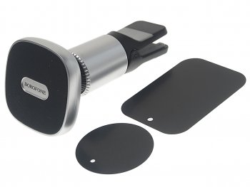 689 р. Держатель телефона на дефлектор магнитный черный BOROFONE BOROFONE bh44 black silver  с доставкой в г. Кемерово. Увеличить фотографию 1