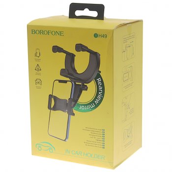 399 р. Держатель телефона на зеркало черный BOROFONE BOROFONE bh49 black  с доставкой в г. Кемерово. Увеличить фотографию 4