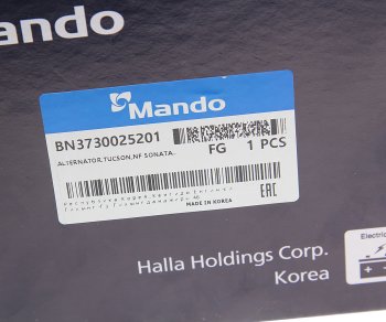 22 649 р. Генератор HYUNDAI ix35 (10-),Sonata (04-) KIA Sportage (10-) (2.02.4) (110A,13.5V) MANDO MANDO bn3730025201  с доставкой в г. Кемерово. Увеличить фотографию 6
