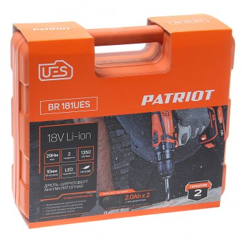 7 999 р. Дрель-шуруповерт с АКБ 18.0В 2.0Ач (2АКБ Li-Ion,кейс) PATRIOT PATRIOT br 181ues   с доставкой в г. Кемерово. Увеличить фотографию 5