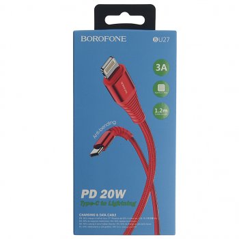 349 р. Кабель iPhone (5-)-USB Type C 1м красный BOROFONE BOROFONE bu27 red BOROFONE bu27 red  с доставкой в г. Кемерово. Увеличить фотографию 2