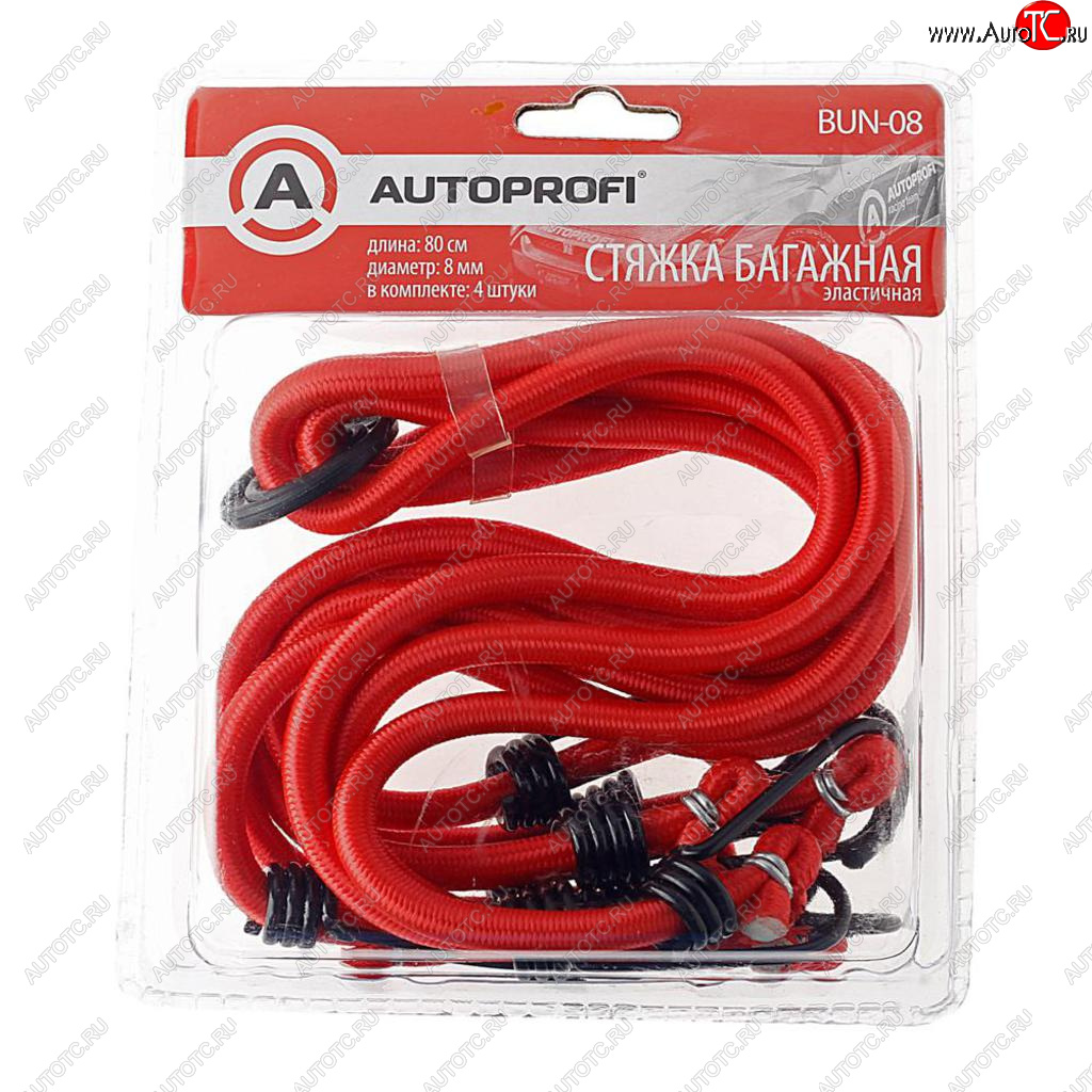 489 р. Жгут крепления груза эластичный 0.8м (4шт.) AUTOPROFI AUTOPROFI bun-08  с доставкой в г. Кемерово