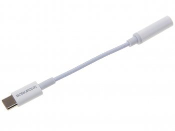 299 р. Переходник USB Type C на jack 3.5 белый BOROFONE BOROFONE bv13 white  с доставкой в г. Кемерово. Увеличить фотографию 1