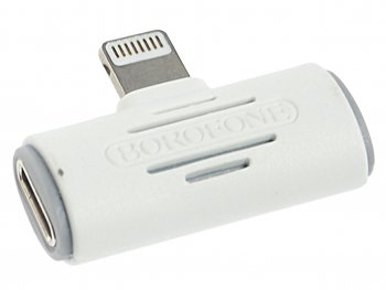 274 р. Переходник iPhone (5-) на 2 iPhone (5-) белый BOROFONE BOROFONE bv6 white  с доставкой в г. Кемерово. Увеличить фотографию 1