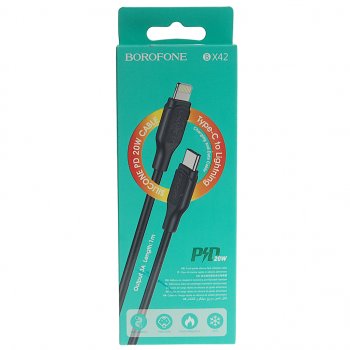 349 р. Кабель iPhone (5-)-USB Type C 1м черный BOROFONE BOROFONE bx42 black  с доставкой в г. Кемерово. Увеличить фотографию 2