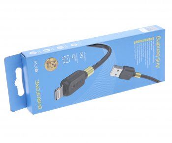 141 р. Кабель iPhone (5-) 1м черный BOROFONE BOROFONE bx59 black  с доставкой в г. Кемерово. Увеличить фотографию 2
