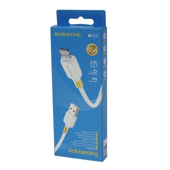 182 р. Кабель iPhone (5-) 1м белый BOROFONE BOROFONE bx59 white  с доставкой в г. Кемерово. Увеличить фотографию 2