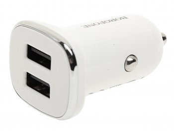 195 р. Устройство зарядное в прикуриватель 2USB 12V белое BOROFONE BOROFONE bz12  с доставкой в г. Кемерово. Увеличить фотографию 1