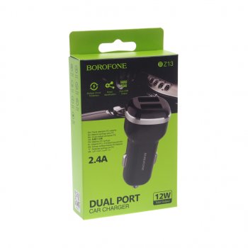 299 р. Устройство зарядное в прикуриватель 2USB 12V черное BOROFONE BOROFONE bz13 black  с доставкой в г. Кемерово. Увеличить фотографию 3