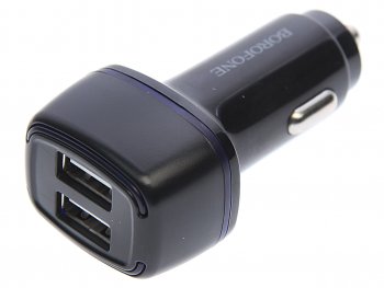239 р. Устройство зарядное в прикуриватель 2USB 12V черное BOROFONE BOROFONE bz14 black  с доставкой в г. Кемерово. Увеличить фотографию 1