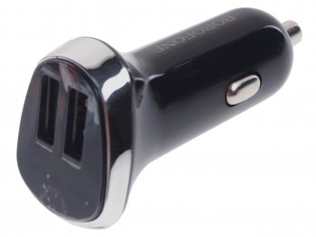 399 р. Устройство зарядное в прикуриватель 2USB 12V черное BOROFONE BOROFONE bz15 black  с доставкой в г. Кемерово. Увеличить фотографию 1