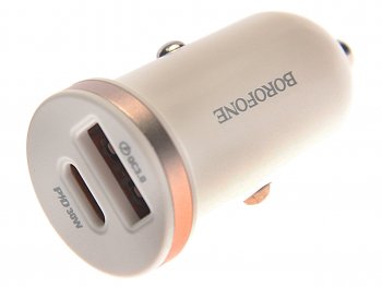 389 р. Устройство зарядное в прикуриватель 1USB + 1 Type C 12V BOROFONE BOROFONE bz22 white  с доставкой в г. Кемерово. Увеличить фотографию 1