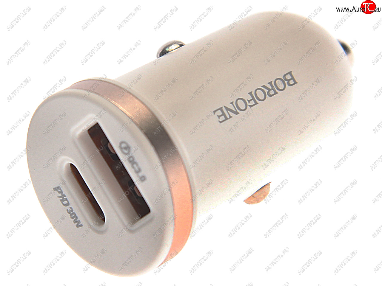 389 р. Устройство зарядное в прикуриватель 1USB + 1 Type C 12V BOROFONE BOROFONE bz22 white  с доставкой в г. Кемерово