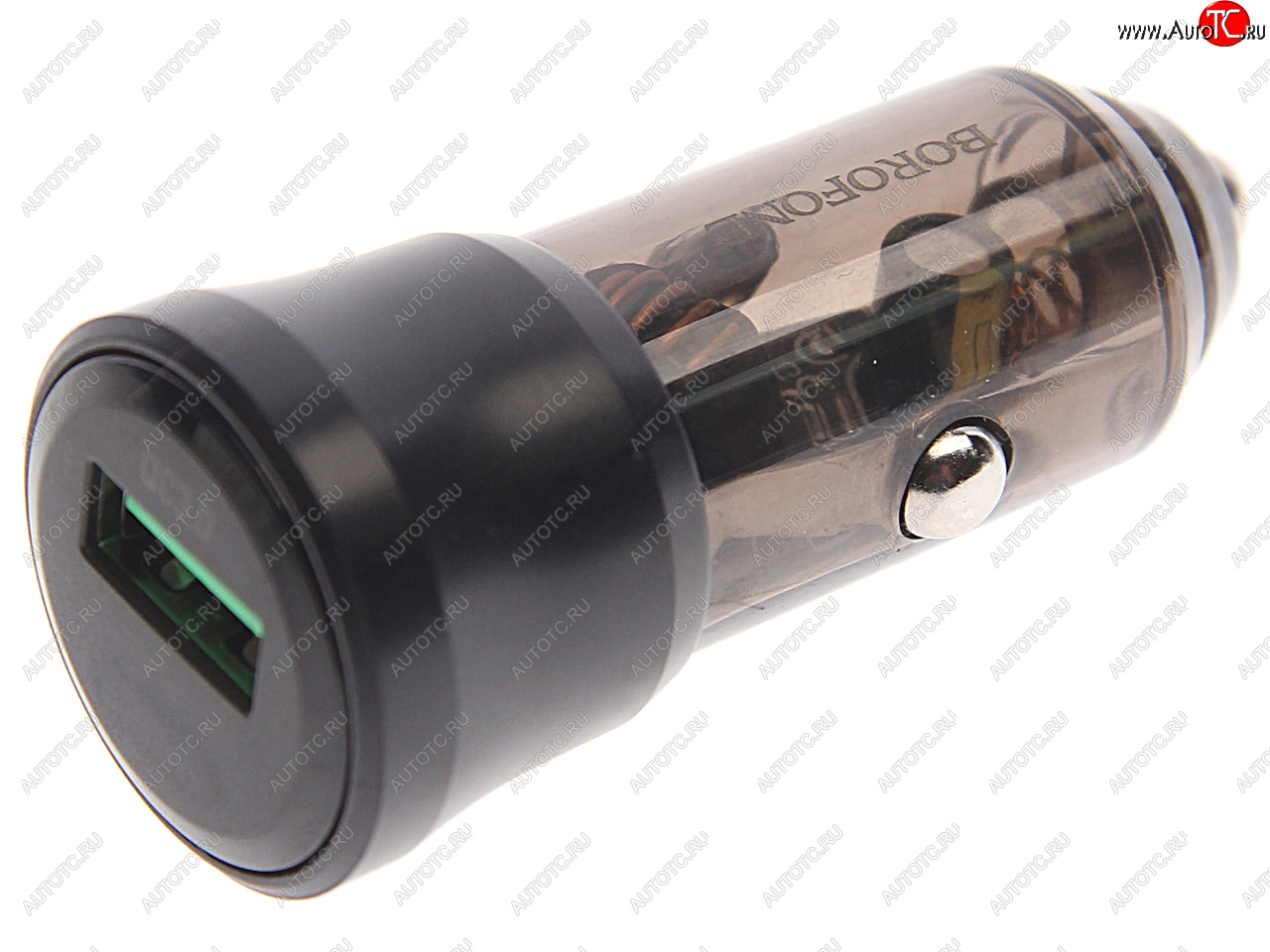 208 р. Устройство зарядное в прикуриватель 1USB 12V BOROFONE BOROFONE bz23 transparent black  с доставкой в г. Кемерово
