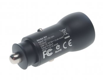 569 р. Устройство зарядное в прикуриватель 2USB 12-24V 3.1A черный BOROFONE BOROFONE bz9 black  с доставкой в г. Кемерово. Увеличить фотографию 2