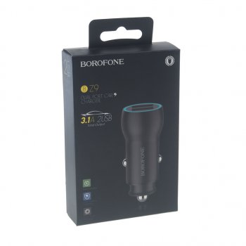 569 р. Устройство зарядное в прикуриватель 2USB 12-24V 3.1A черный BOROFONE BOROFONE bz9 black  с доставкой в г. Кемерово. Увеличить фотографию 3