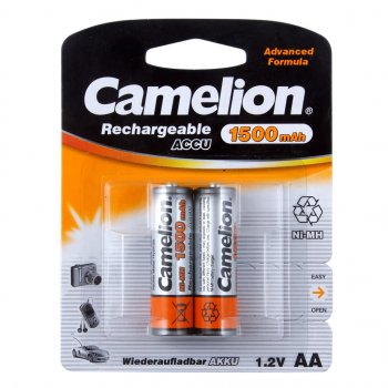 579 р. Батарейка AA HR6 1.2V аккумулятор Ni-MH 1500mAh блистер (2шт.) CAMELION CAMELION c-150aakcбл  с доставкой в г. Кемерово. Увеличить фотографию 1