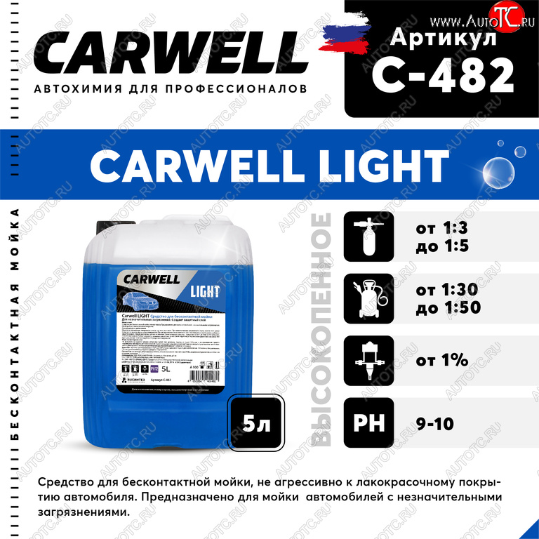 489 р. Шампунь для бесконтактной мойки 5л Light CARWELL CARWELL c-482  с доставкой в г. Кемерово