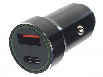 739 р. Устройство зарядное в прикуриватель 1USB + 1 Type C 12V черное XO XO cc32 black  с доставкой в г. Кемерово. Увеличить фотографию 1
