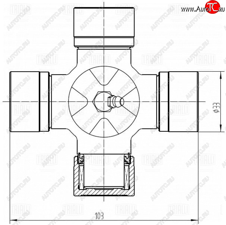 1 299 р. Крестовина ISUZU NQR71,NPR/NMR85 (103.00х33.00) TRIALLI TRIALLI cc774 TRIALLI cc774  с доставкой в г. Кемерово