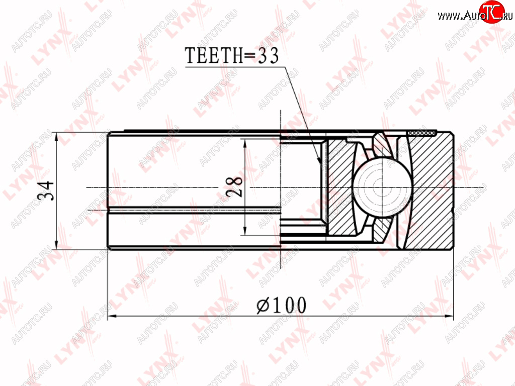 5 399 р. ШРУС внутренний VW Golf (87-) AUDI A3 (97-) SEAT Leon (00-) SKODA Octavia (97-) комплект LYNX LYNX ci8008  с доставкой в г. Кемерово