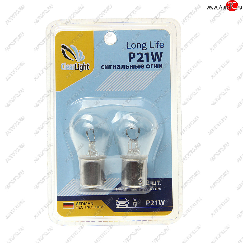 98 р. Лампа 12V P21W BA15s блистер (2шт.) CLEARLIGHT CLEARLIGHT cl-p21w-12v 2b  с доставкой в г. Кемерово