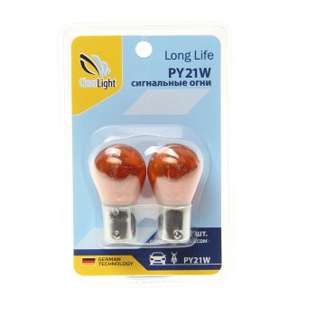 100 р. Лампа 12V PY21W BAU15s желтая блистер (2шт.) CLEARLIGHT CLEARLIGHT cl-py21w-12v 2b  с доставкой в г. Кемерово. Увеличить фотографию 1