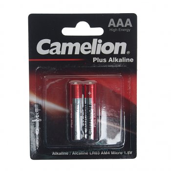 140 р. Батарейка AAA LR03 1.5V блистер (2шт.) Alkaline Plus CAMELION CAMELION c-lr03p(2)бл  с доставкой в г. Кемерово. Увеличить фотографию 1