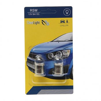 74 р. Лампа 12V R5W BA15s блистер (2шт.) CLEARLIGHT CLEARLIGHT cl-r5w-12v 2b  с доставкой в г. Кемерово. Увеличить фотографию 1