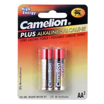 140 р. Батарейка AA LR6 1.5V блистер (2шт.) Alkaline Plus CAMELION CAMELION c-lr6p(2)бл  с доставкой в г. Кемерово. Увеличить фотографию 1