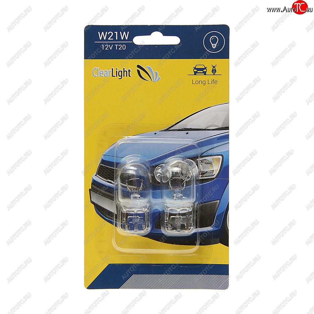 111 р. Лампа 12V W21W W3x16d блистер (2шт.) CLEARLIGHT CLEARLIGHT cl-w21w-12v 2b  с доставкой в г. Кемерово