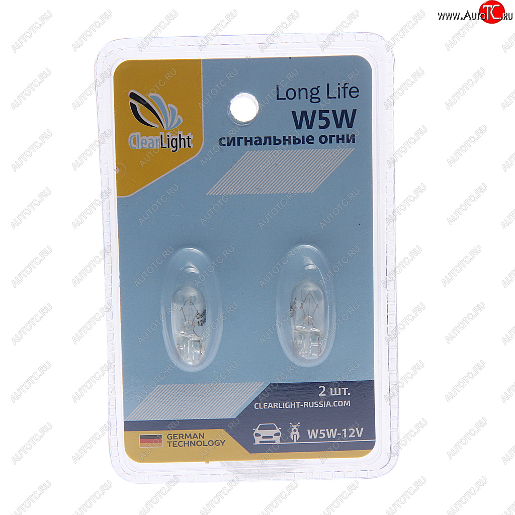 43 р. Лампа 12V W5W T10 W2.1x9.5d блистер (2шт.) CLEARLIGHT CLEARLIGHT cl-w5w-12v 2b  с доставкой в г. Кемерово