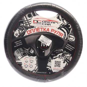 719 р. Оплетка руля (M) 37-39см чернаякрасная нить экокожа Стандарт DREAMCAR DREAMCAR dc-000-0880478  с доставкой в г. Кемерово. Увеличить фотографию 1