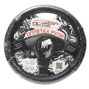 679 р. Оплетка руля (M) 37-39см чернаябелая нить экокожа Комбо, Бабочка Стандарт DREAMCAR DREAMCAR dc-000-0927184  с доставкой в г. Кемерово. Увеличить фотографию 1