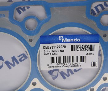 1 429 р. Прокладка головки блока HYUNDAI Santa Fe,Tucson (05-) KIA Sportage (2.0 TCI) (t=1.3мм) (M) MANDO MANDO dm2231127020  с доставкой в г. Кемерово. Увеличить фотографию 2