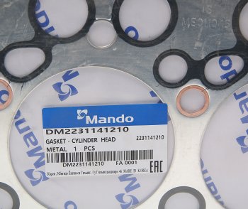 1 259 р. Прокладка головки блока HYUNDAI HD65,72,County дв.D4AF t=1.35мм (M) MANDO MANDO dm2231141210  с доставкой в г. Кемерово. Увеличить фотографию 2